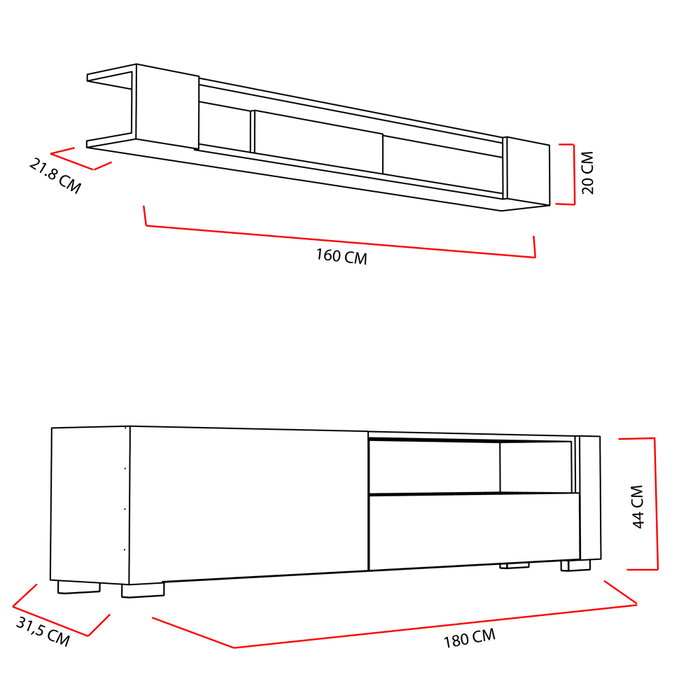 Hanah Home Mueble para TV Arya - Blanco y Córdoba